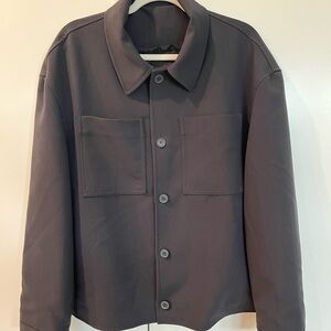 Zara Men's Boxy Fit Overshirt Jacket Charcoal Button-Up Size Large